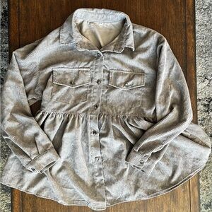 Greenish-Gray Women's Corduroy Jacket